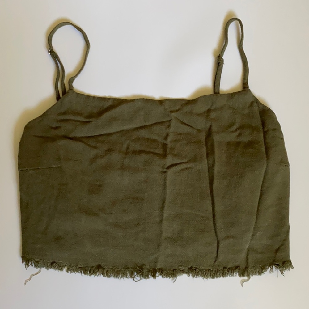 Army green crop top